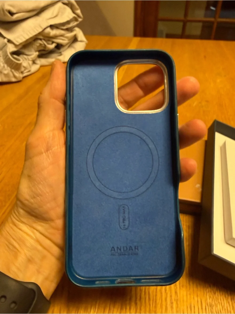 Aspen iPhone 14 Pro Max, genuine Leather Phone Case - Teal Blue